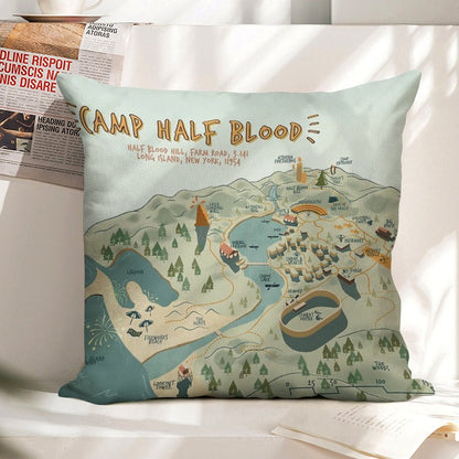 Map of Camp Half Blood Linen Throw Pillow Cover