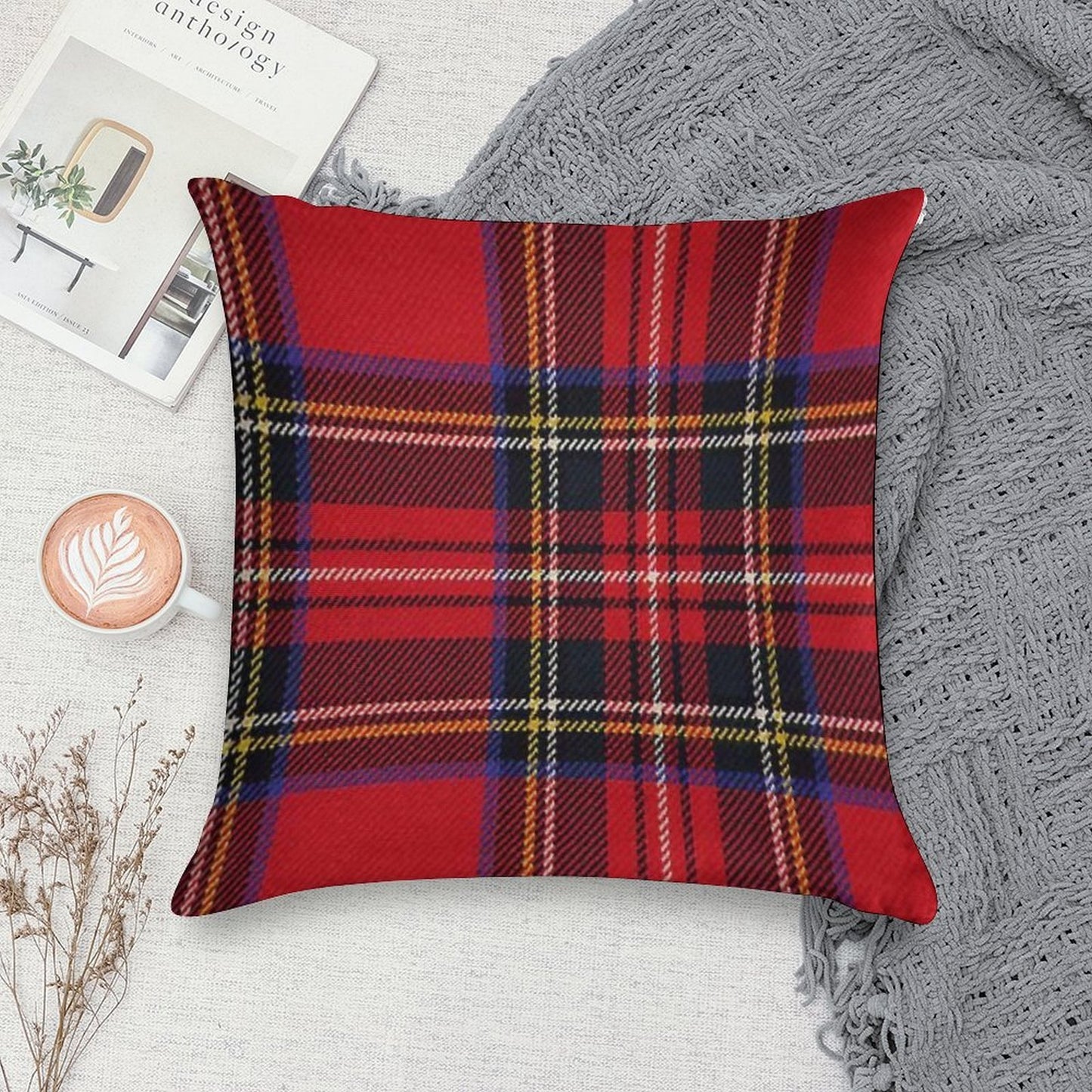Traditional Royal Stewart Scottish Tartan Soft Washable Throw Pillow