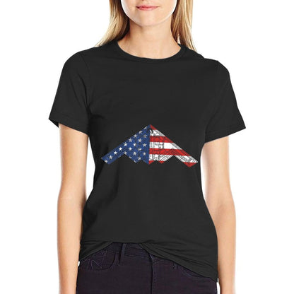 B-2 Bomber Stealth Aircraft Schematic American B2  High-quality Stitching T-Shirt