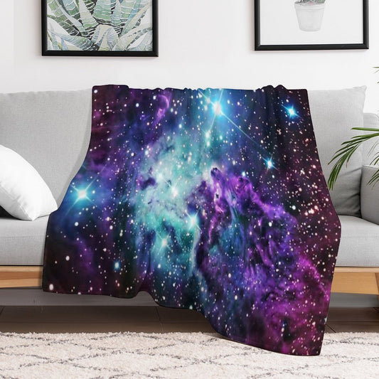 Fox Fur Nebula Teal Turquoise Purple Throw Blanket