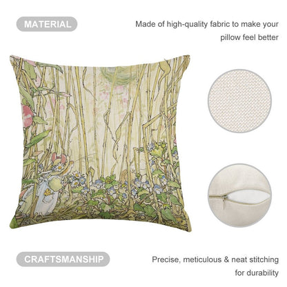 Primrose Gathering Flowers Linen Throw Pillow Cover
