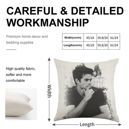 Dylan O'Brien Linen Throw Pillow Cover
