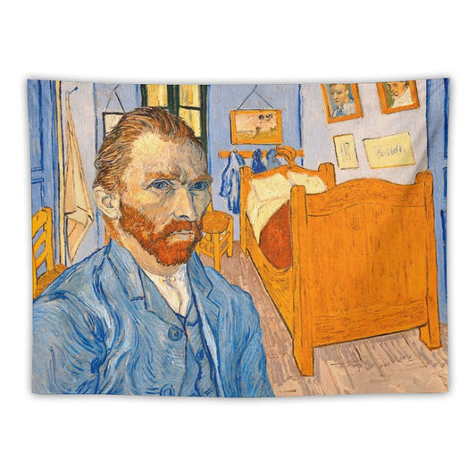 Van Gogh in Front of The Bedroom in Arles Tapestry