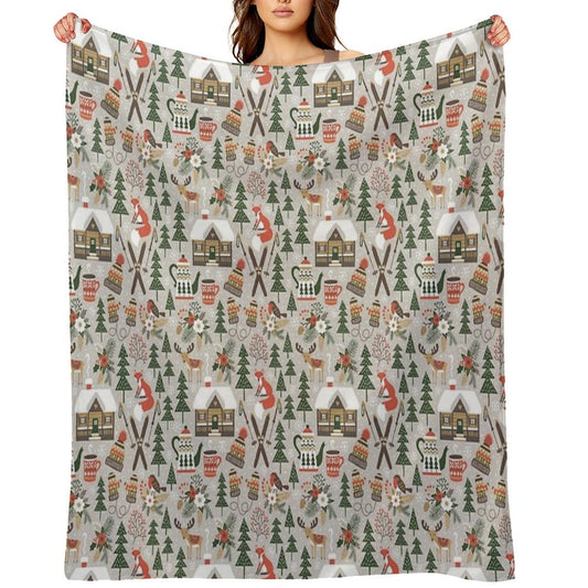 Cozy Cabin  Light Grey Throw Blanket