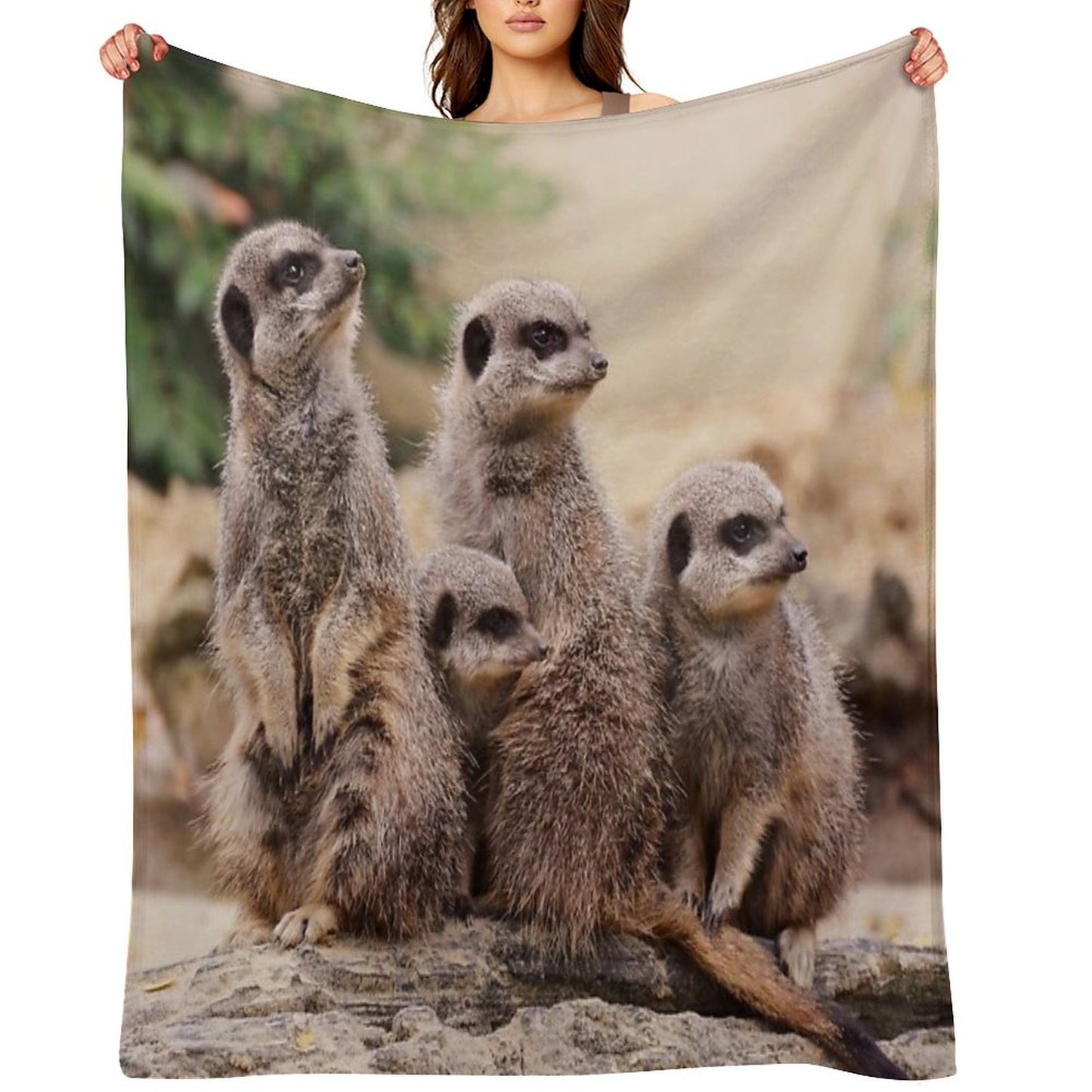 Meerkat Family Throw Blanket