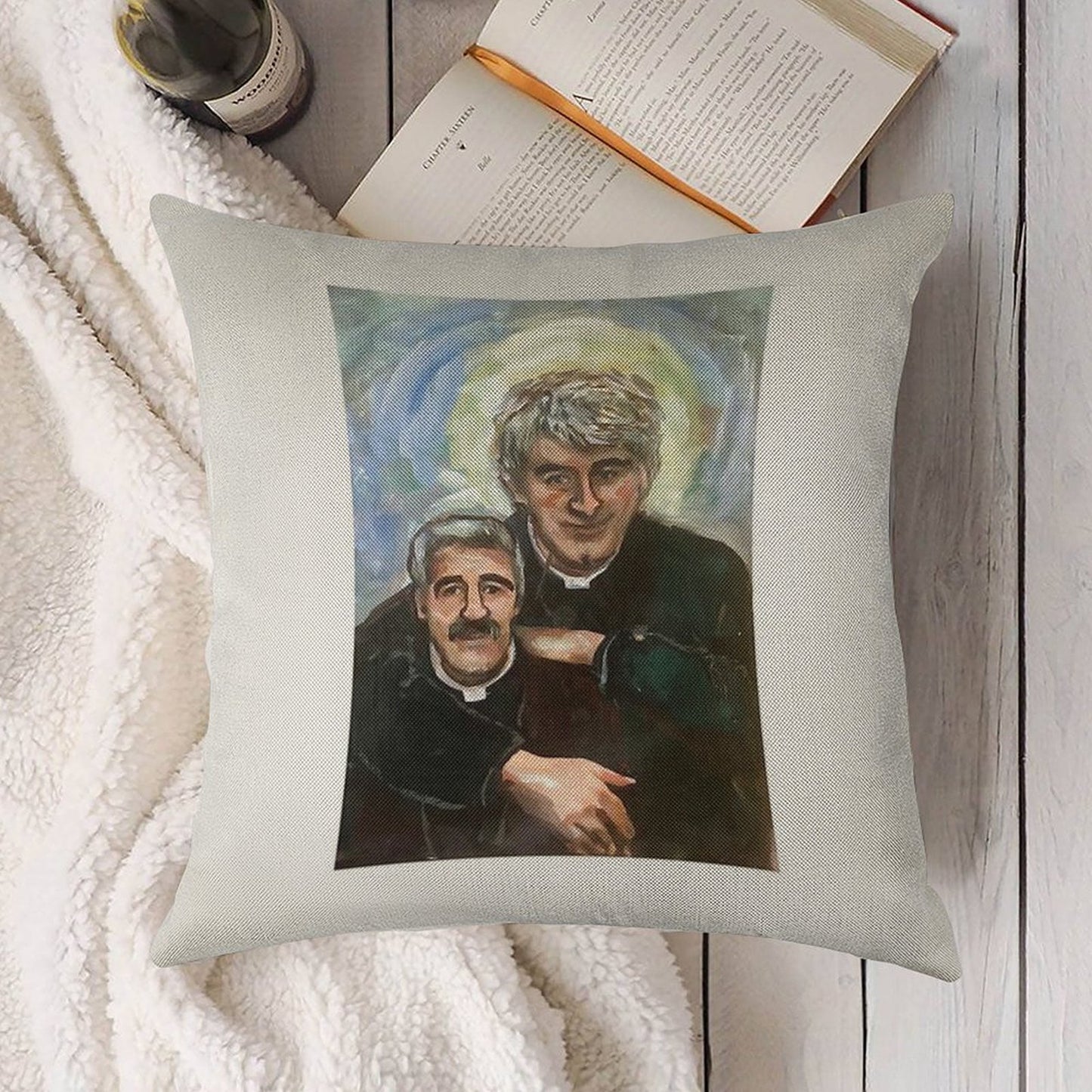 Entertaining Father Stone (Father Ted) Linen Throw Pillow Cover