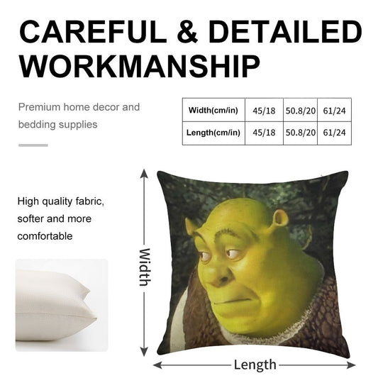 Shrek Face Meme Linen Throw Pillow Cover