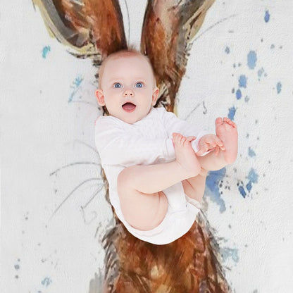 Watercolour Hare Painting Throw Blanket