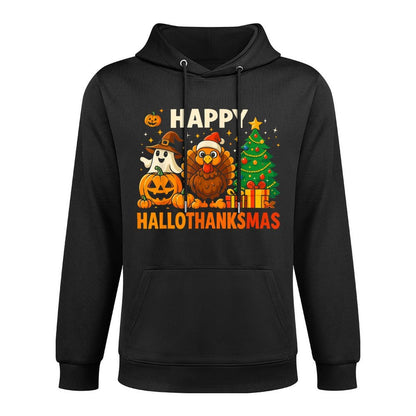 Happy Hallothanksmas, Halloween Thanksgiving Christmas Adjustable Hood Hoodie