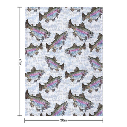 Rainbow Trout Fish Pattern Throw Blanket