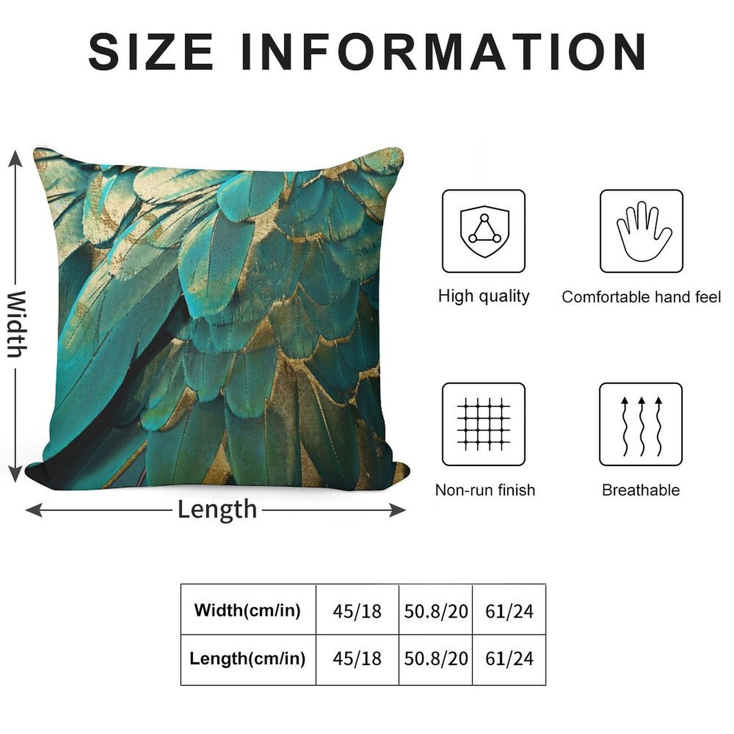 Feather Glitter Teal And Gold Soft Home Decor Throw Pillow