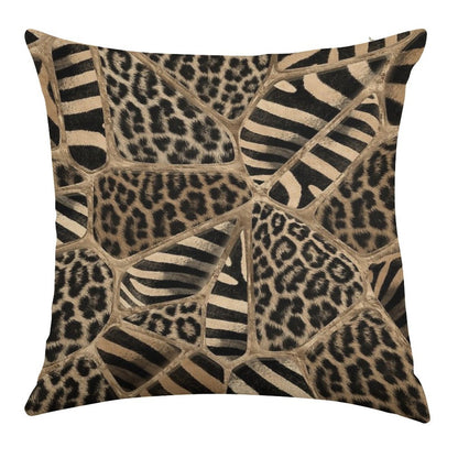 Animal Print - Leopard And Zebra - Pastel Gold Linen Throw Pillow Cover