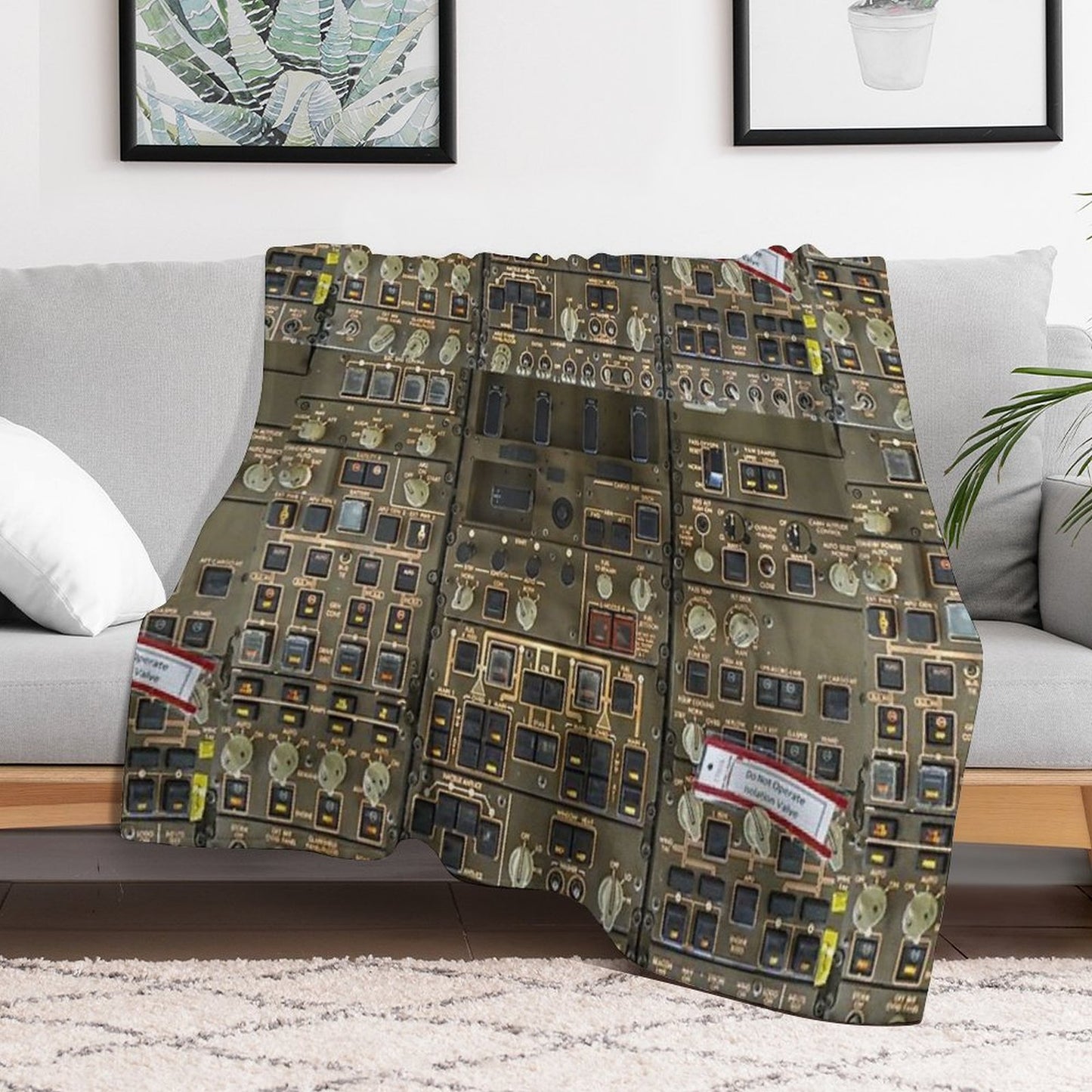 Boeing 747 Overhead Panel Cockpit Throw Blanket