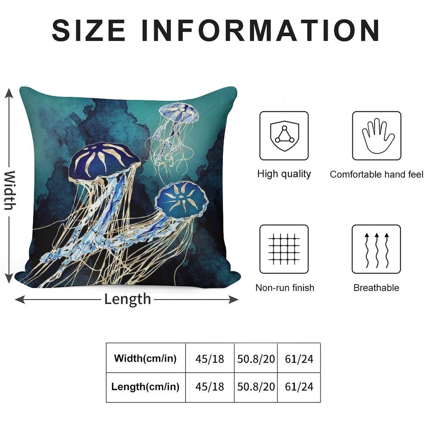 Metallic Jellyfish III Soft Fade-Resistant Throw Pillow