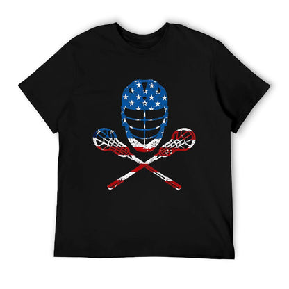 Lacrosse American Flag Lax Helmet Sticks 4th Of July Gifts T-Shirt