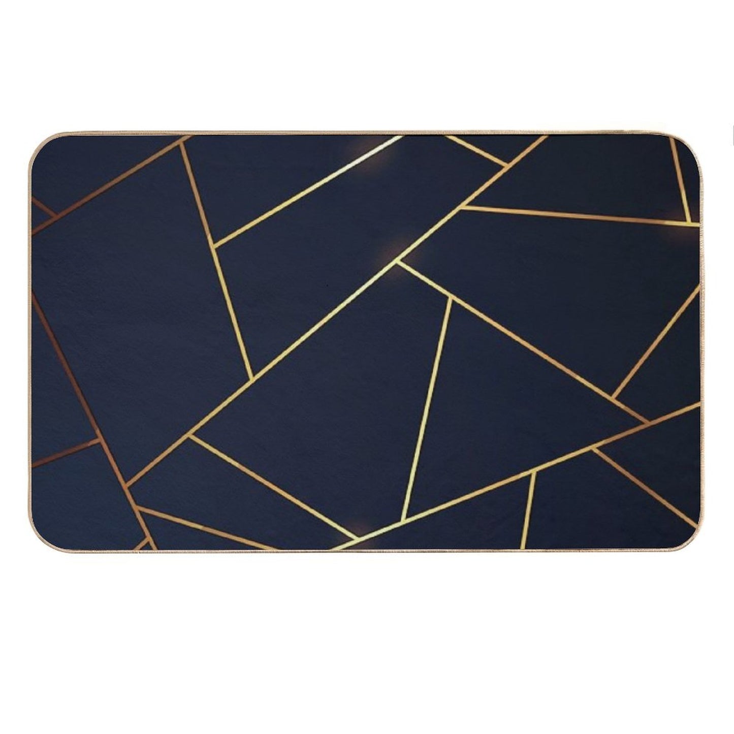 Geometric Navy Gold Stone Bath Mat