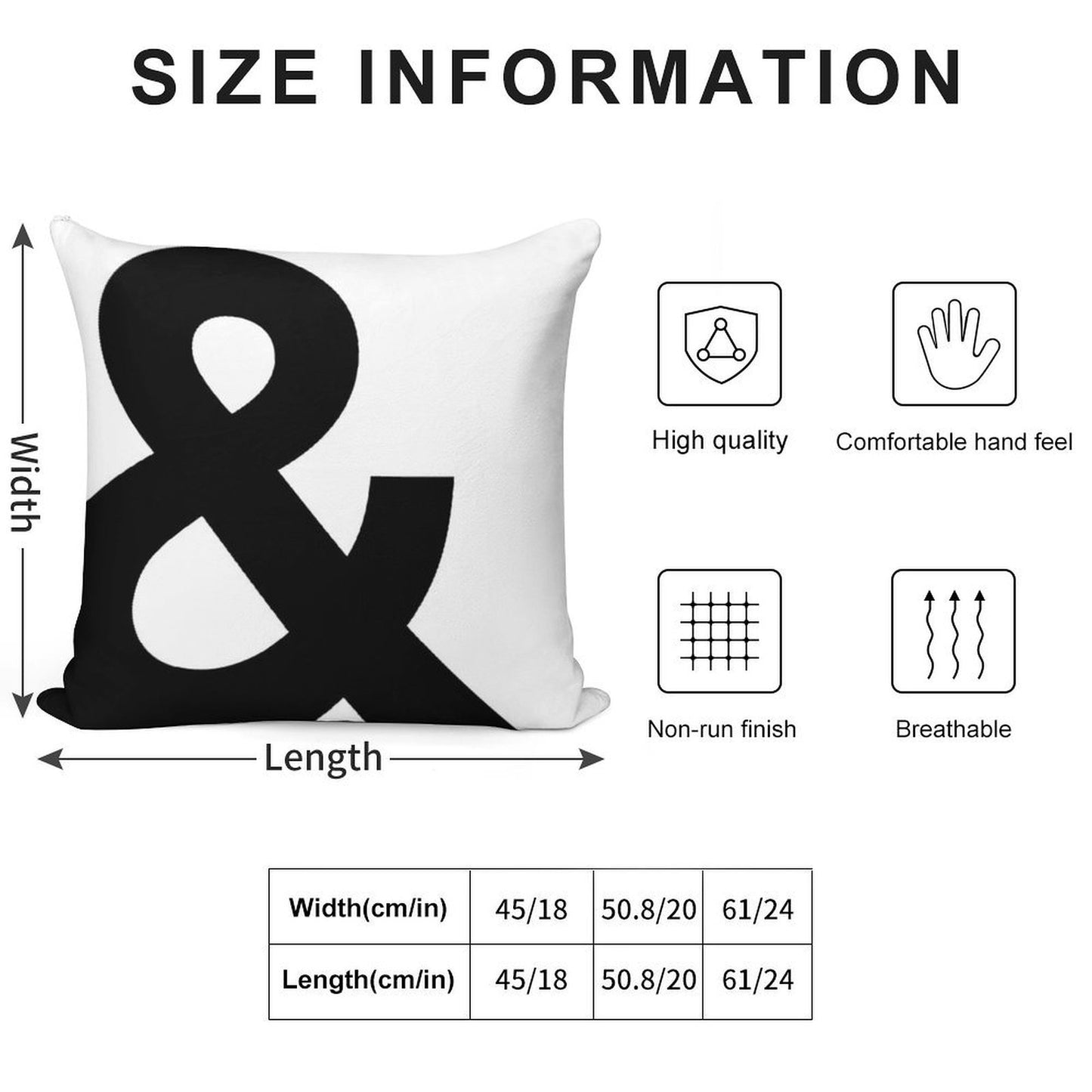 Ampersand Soft Decorative Cover Throw Pillow