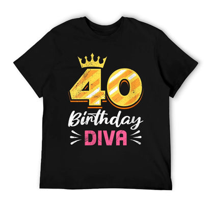 Womens 40th Birthday 40 BIRTHDAY DIVA 40 Years Women  Slim-fit Cut T-Shirt