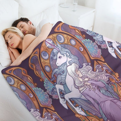 Lady Amalthea - The Last Unicorn Throw Blanket
