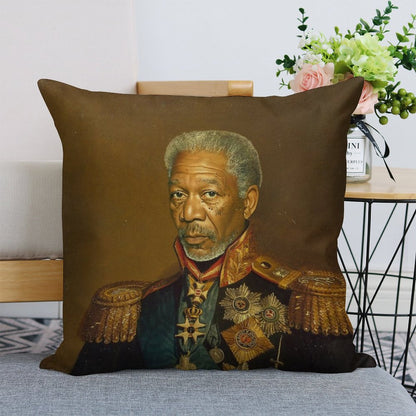 Morgan Freeman - Replaceface Linen Throw Pillow Cover