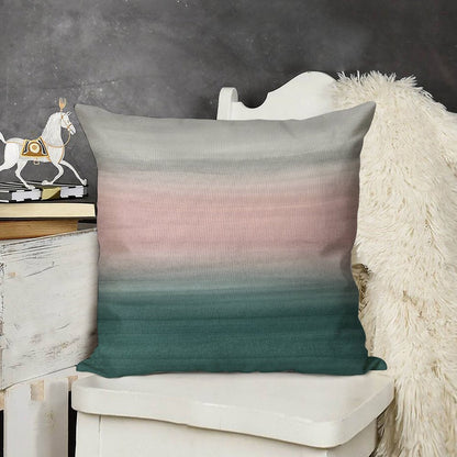 Touching Teal Blush Gray Watercolor Abstract #1 #painting #decor #art Linen Throw Pillow Cover