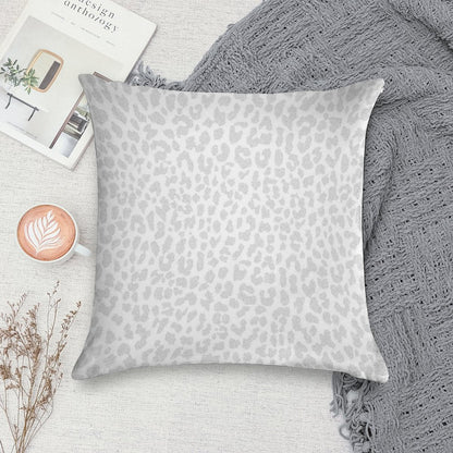Pale Gray Leopard Soft High-Density Material Throw Pillow