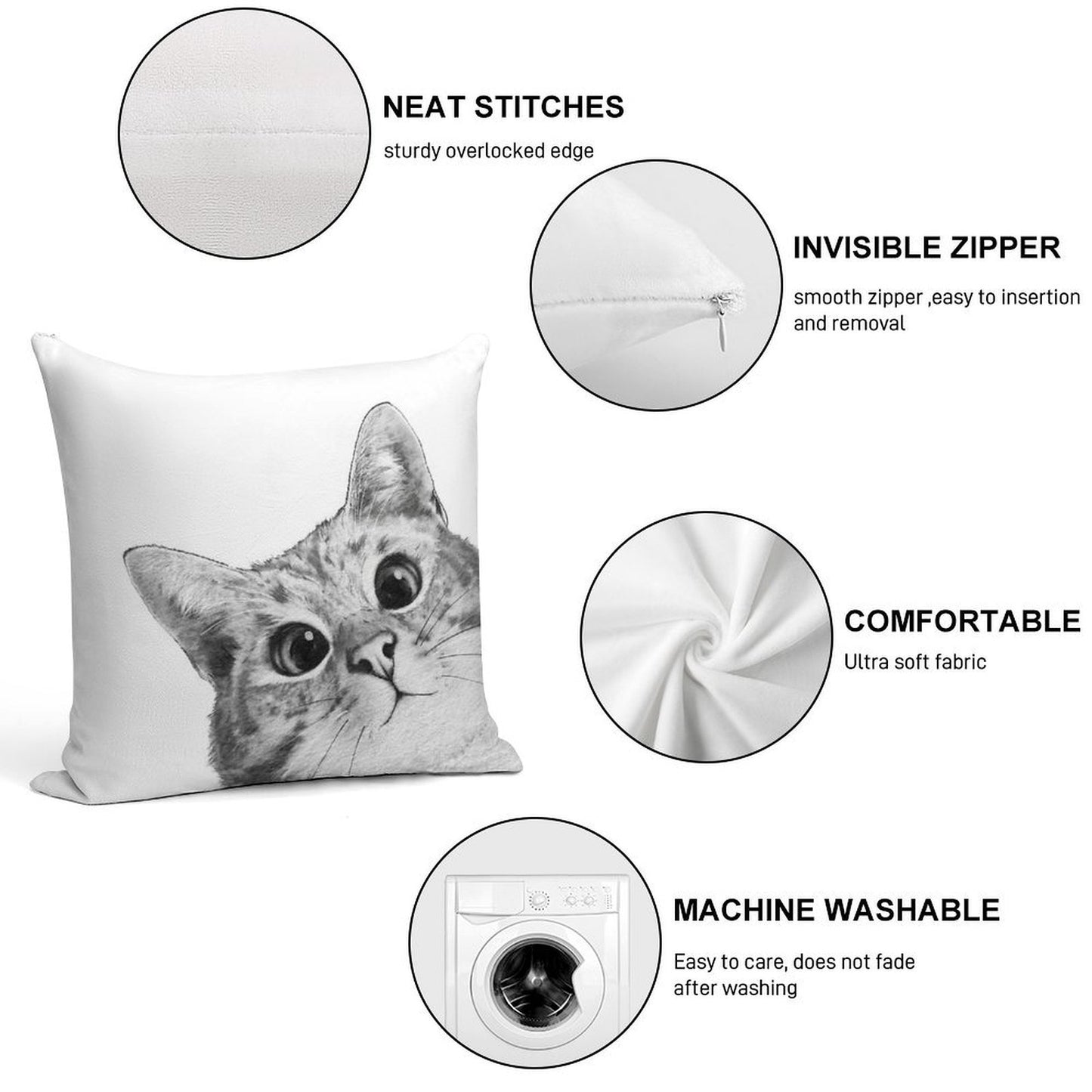 Sneaky Cat Soft Luxury Feel Throw Pillow