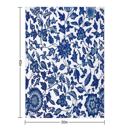 Vintage Blue Floral Pattern  Chinese Ornament By Owen Jones ,Antique,Retro,flower,botanical,aesthetic,classic,china, Throw Blanket