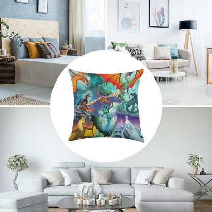 Wing of Fire All Dragon Pattern Background Linen Throw Pillow Cover