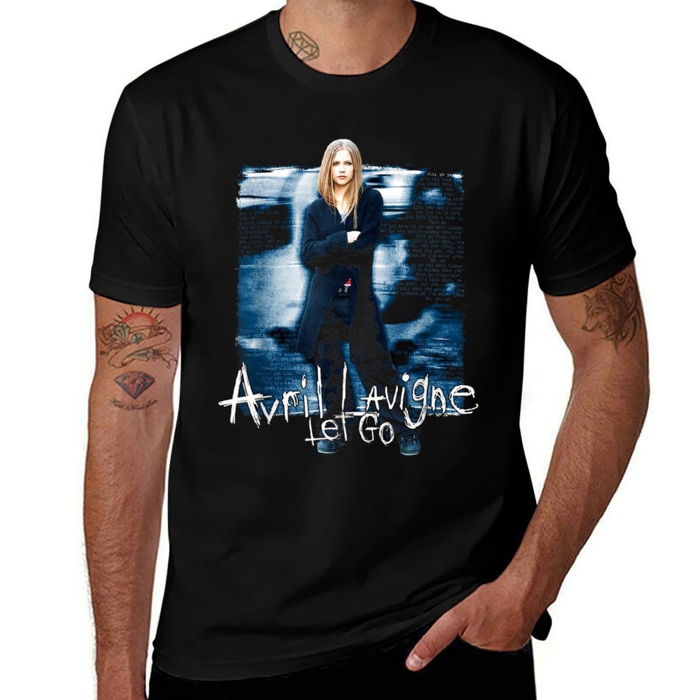 Avril Lavigne Official Let Go - Black, Unisex-Adults, Small,, Classic Fit, Cotton, Polyester  Slim-fit Cut T-Shirt