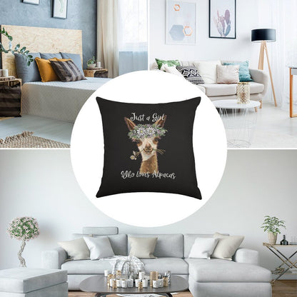 Just A Girl Who Loves Alpacas Shirt, Just A Girl Who Loves Alpaca Gifts Linen Throw Pillow Cover