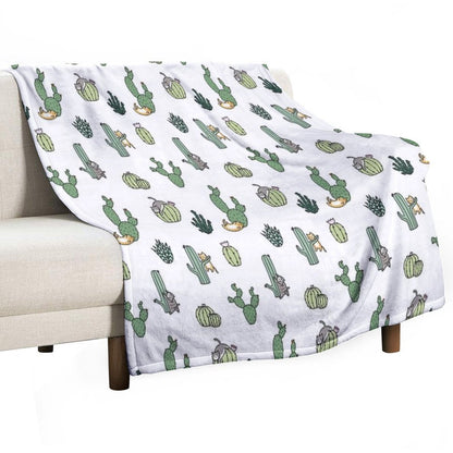 Cacti Cats Throw Blanket