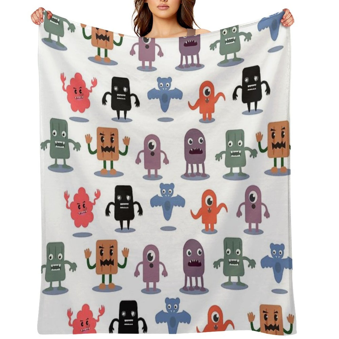 Monster Collection Pattern Throw Blanket