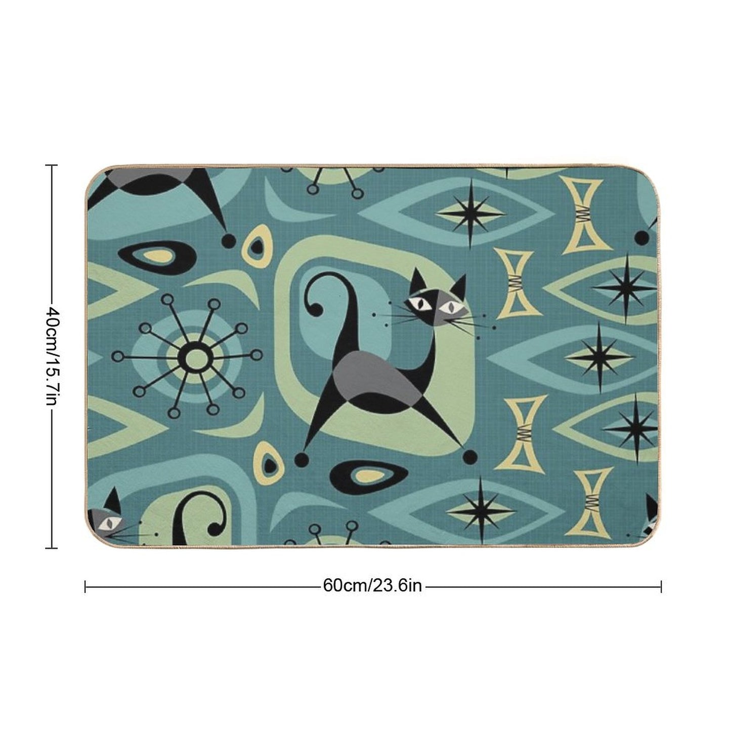 Mid Century Cat Abstract ©️studioxtine Bath Mat