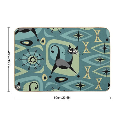 Mid Century Cat Abstract ©️studioxtine Bath Mat