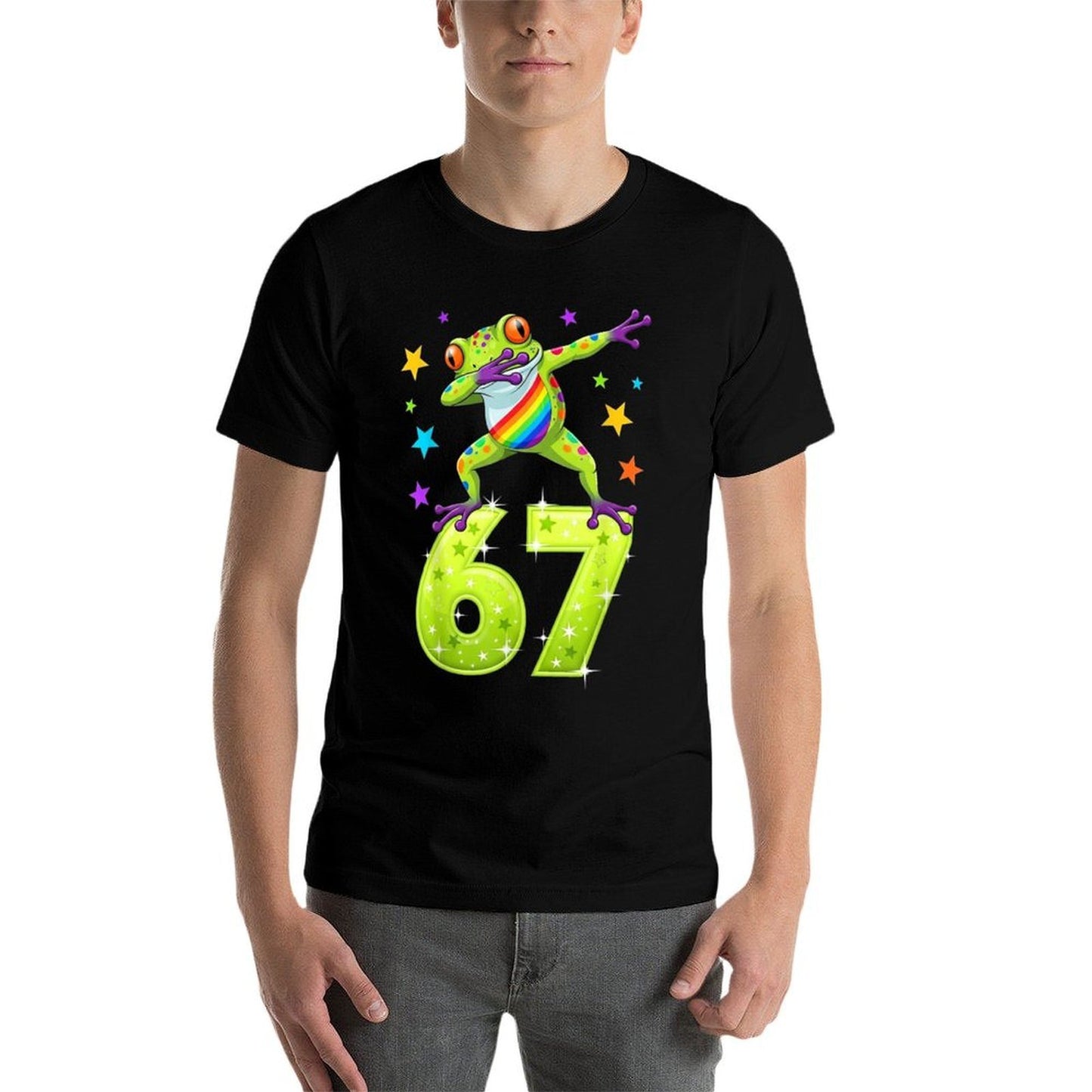 Dabbing Frog 67 Funny Six Seven Gen Z Slang Meme Cute  Moisture-wicking T-Shirt