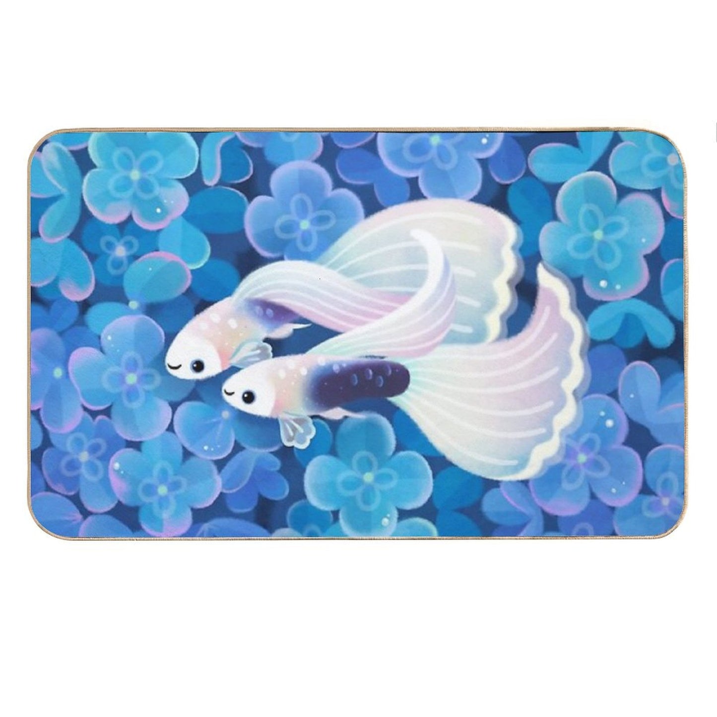 White Tuxedo Guppy Bath Mat