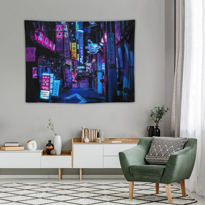 Blue Tokyo Alleys Tapestry