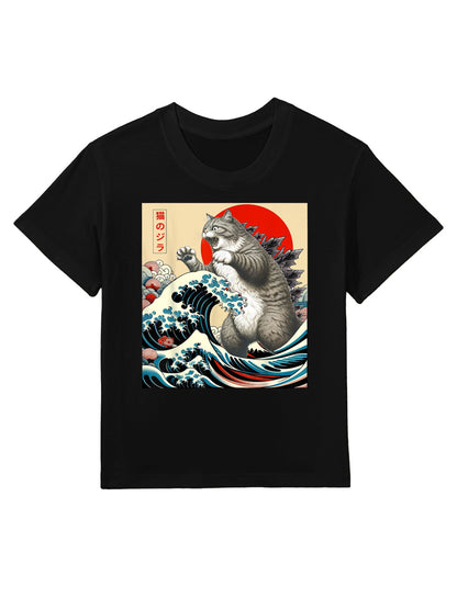 Catzilla Cat Japanese Art Funny Cat Gifts For Men Women Kid Kids T-Shirt