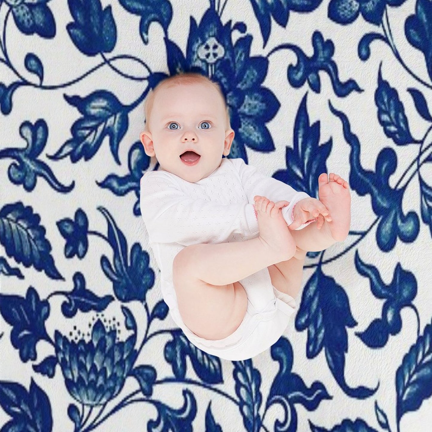 Vintage Blue Floral Pattern  Chinese Ornament By Owen Jones ,Antique,Retro,flower,botanical,aesthetic,classic,china, Throw Blanket