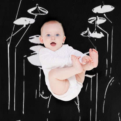 Drum Kit Black And White Throw Blanket