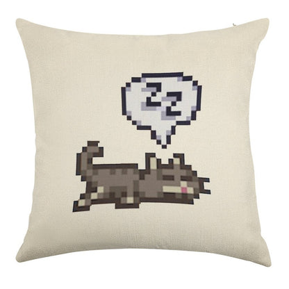 Stardew Valley Sleeping Cat Sploot Linen Throw Pillow Cover
