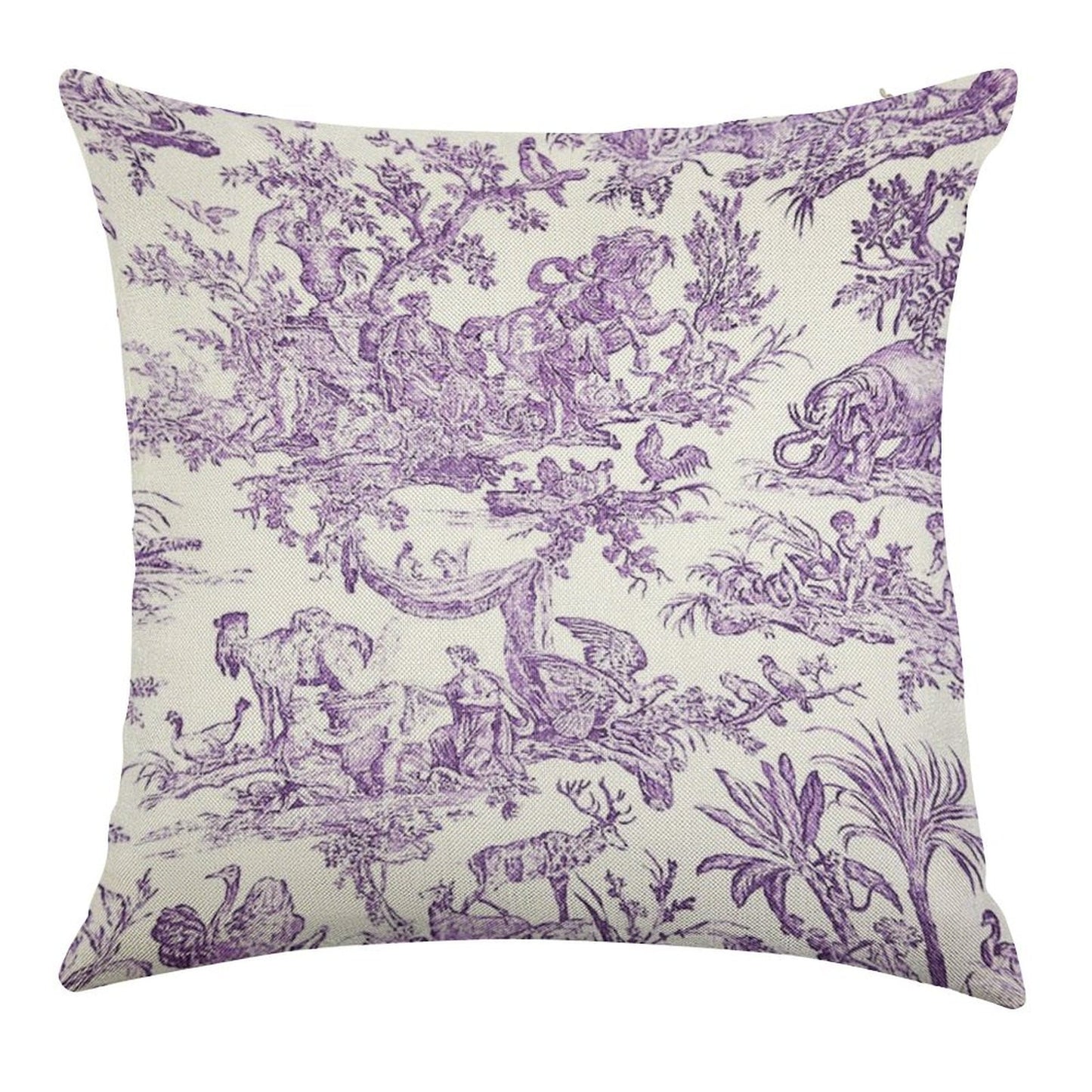 Purple Toile - French Countryside - English Linen Throw Pillow Cover