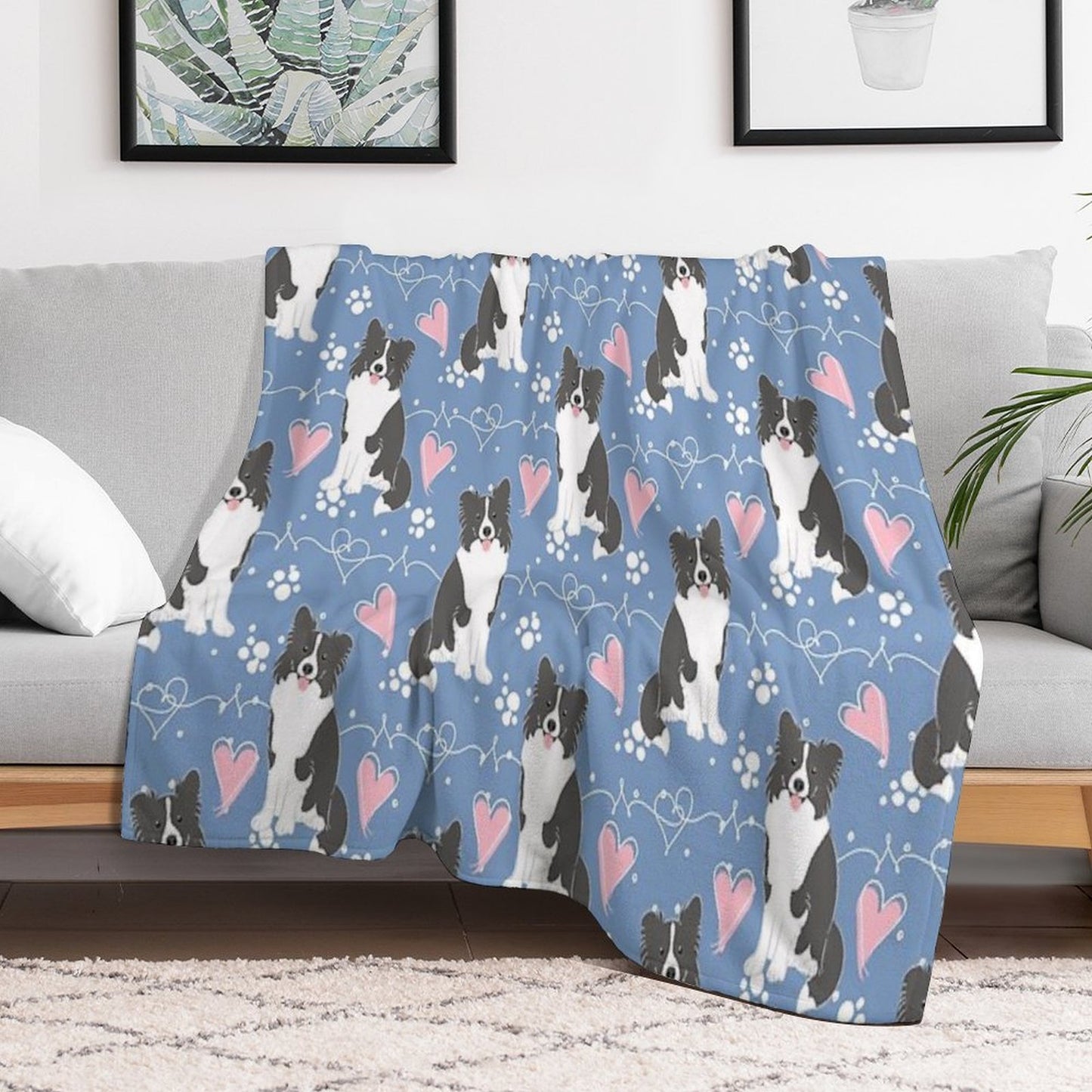 LOVE Border Collie - Black And White 3 Throw Blanket