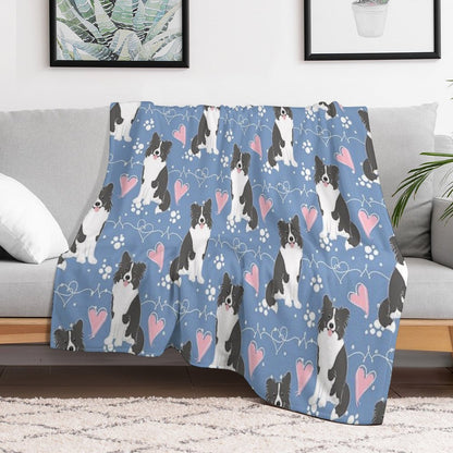 LOVE Border Collie - Black And White 3 Throw Blanket
