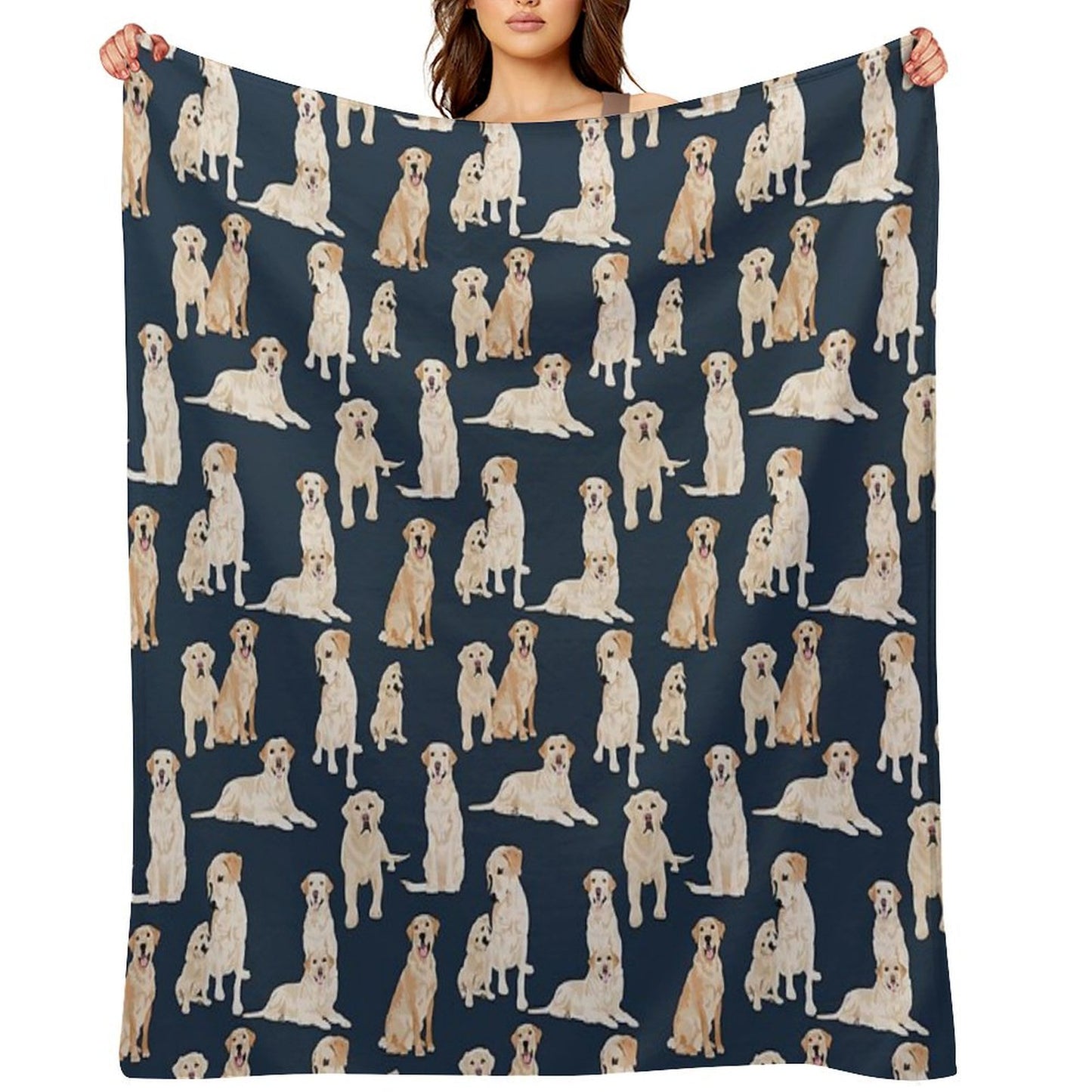 Yellow Labs Navy Throw Blanket