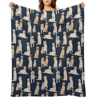 Yellow Labs Navy Throw Blanket