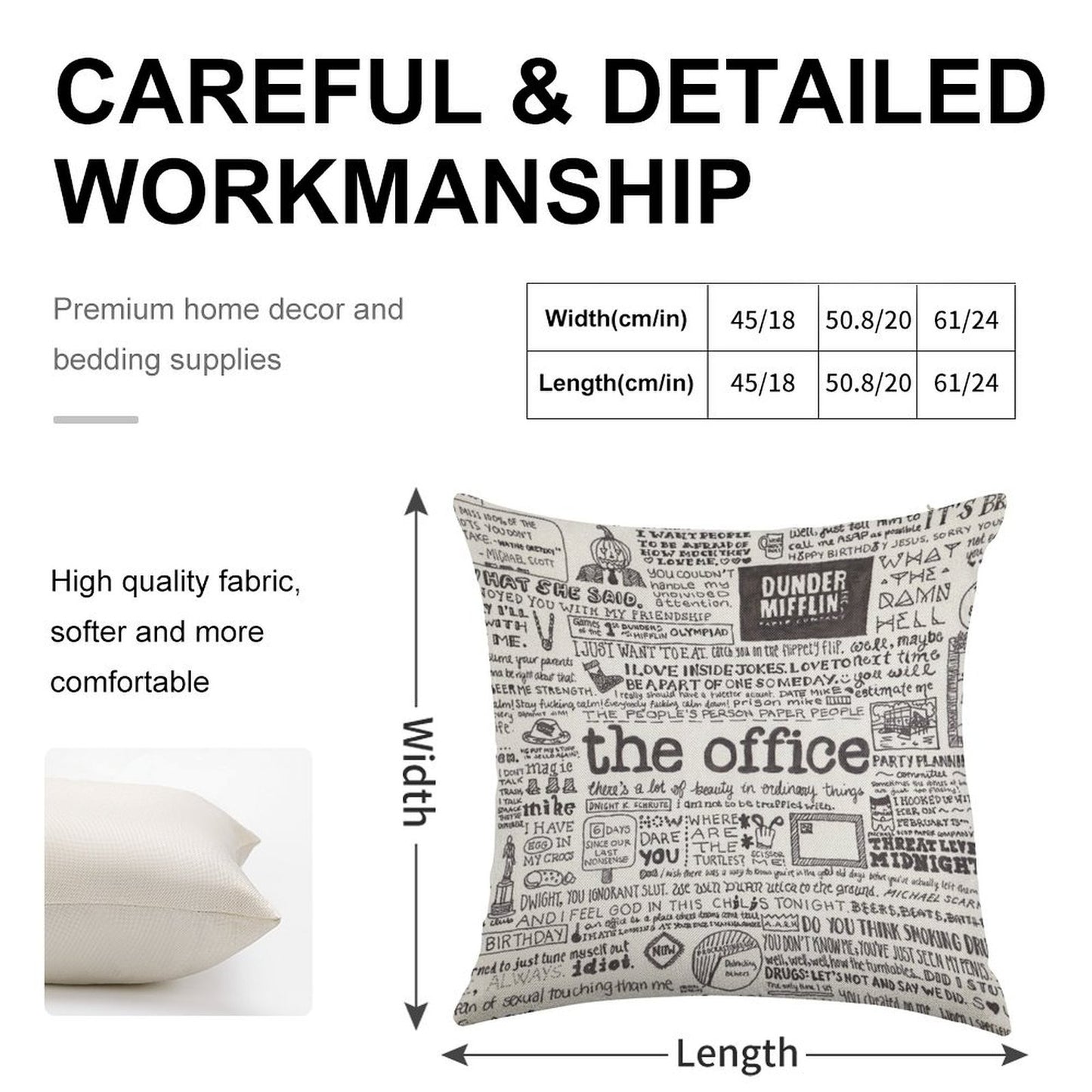 A Visual Representation of The Office Linen Throw Pillow Cover