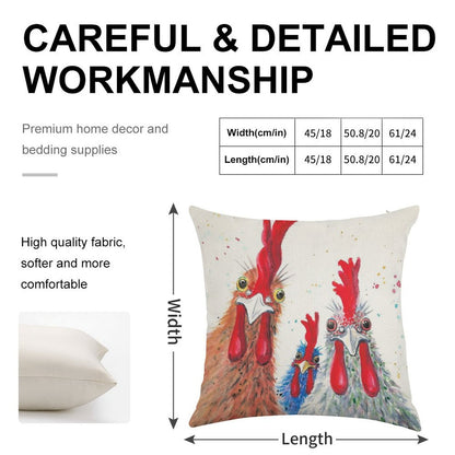 Chicken Ladies, Hen, Chicken, Rooster, Bird Linen Throw Pillow Cover
