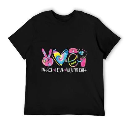 Peace Love Wound Care Nurse Nursing Heart Stethoscope T-Shirt
